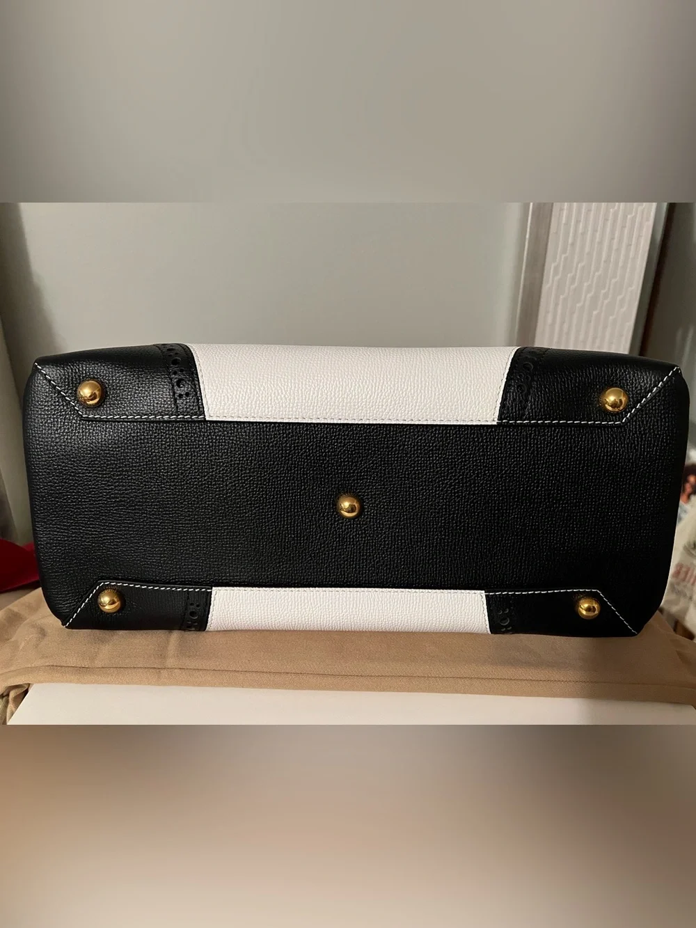 Burberry Black & White Leather Tote